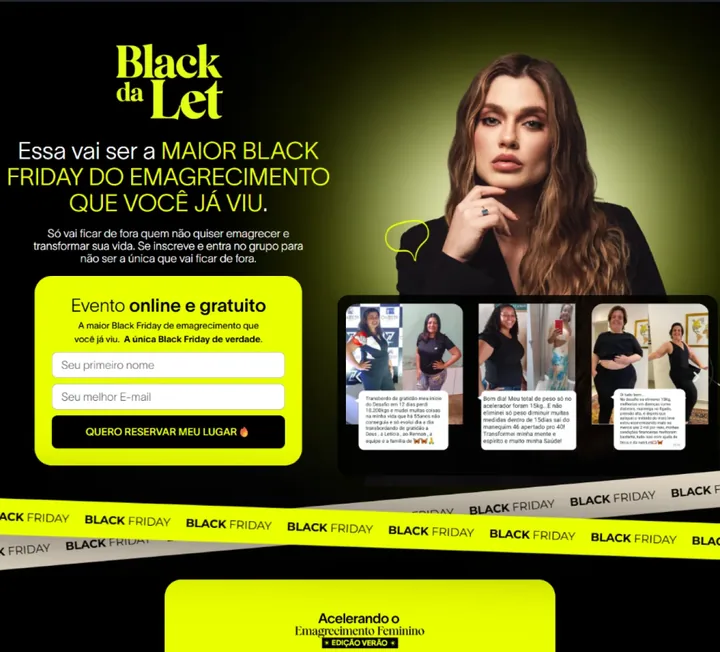 Landing page do evento Black da Let