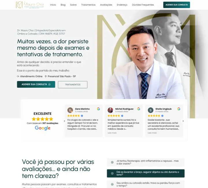 Site institucional do Dr. Mauro Choi, ortopedista