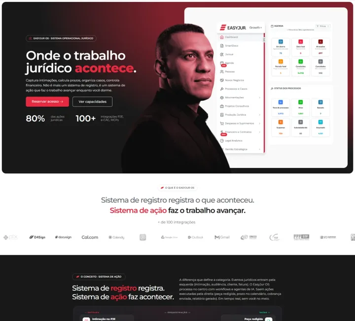 Landing page do sistema jurídico EasyJur OS